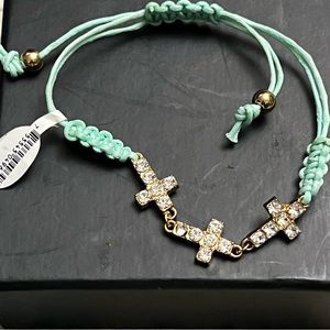NWT Cord & Gold cross bracelet